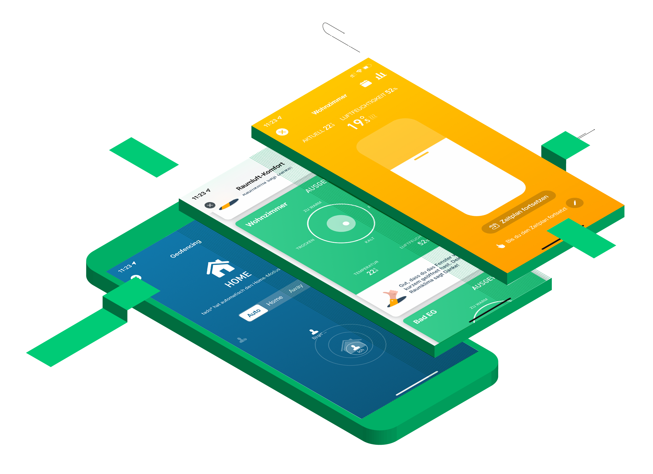 Darstellung App für Smart Heat Steuerung