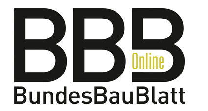 Logo „BBB BundesBauBlatt Online“ in schwarzer Schrift mit gelbem Wort „Online“